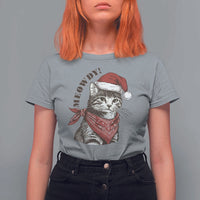Cowboy Cat Christmas T Shirt For Women Meowdy Western Rodeo - Wonder Print Shop