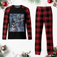 Christmas Snowman Starry Night Plaid Pajama Set - Wonder Print Shop