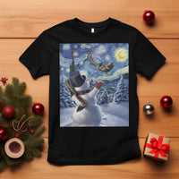 Christmas Snowman Starry Night T Shirt - Wonder Print Shop