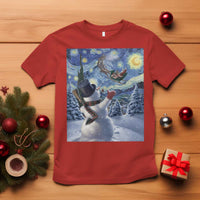 Christmas Snowman Starry Night T Shirt - Wonder Print Shop