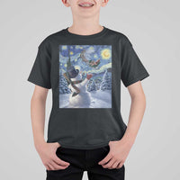 Christmas Snowman Starry Night T Shirt For Kid - Wonder Print Shop