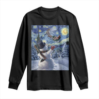 Christmas Snowman Starry Night Long Sleeve Shirt - Wonder Print Shop