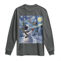 Christmas Snowman Starry Night Long Sleeve Shirt - Wonder Print Shop