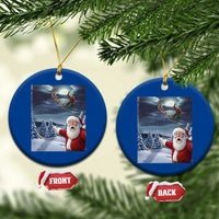 Funny Santa With Bigfoot Selfie Christmas Ceramic Ornament - Wonder Print Shop
