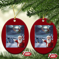 Funny Santa With Bigfoot Selfie Christmas Ceramic Ornament - Wonder Print Shop