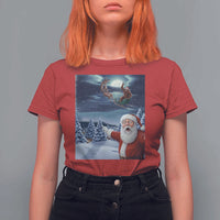 Funny Santa With Bigfoot Selfie Christmas T Shirt For Women - Wonder Print Shop