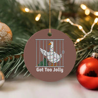 Funny Goose Christmas Ceramic Ornament Got Too Jolly - Wonder Print Shop