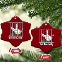 Funny Goose Christmas Ceramic Ornament Got Too Jolly - Wonder Print Shop