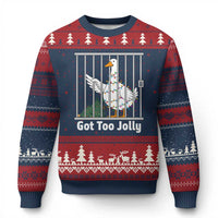 Funny Goose Xmas Ugly Christmas Sweater Got Too Jolly - Wonder Print Shop