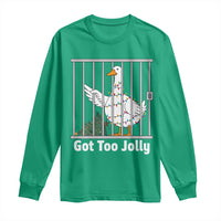 Funny Goose Christmas Long Sleeve Shirt Got Too Jolly - Wonder Print Shop