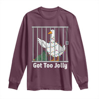 Funny Goose Christmas Long Sleeve Shirt Got Too Jolly - Wonder Print Shop