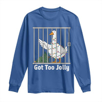 Funny Goose Christmas Long Sleeve Shirt Got Too Jolly - Wonder Print Shop