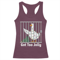 Funny Goose Christmas Racerback Tank Top Got Too Jolly - Wonder Print Shop
