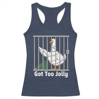 Funny Goose Christmas Racerback Tank Top Got Too Jolly - Wonder Print Shop