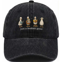 Silly Goose Book Club Washed Cotton Baseball Cap Funny Bookish Book Lover