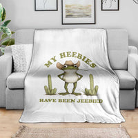 Funny Cowboy Frog Meme Throw Blanket My Heebies Have Been Jeebied