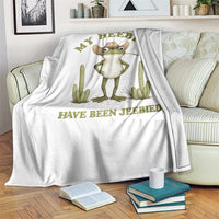 Funny Cowboy Frog Meme Throw Blanket My Heebies Have Been Jeebied