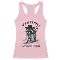 Funny Cowboy Raccoon Meme Racerback Tank Top My Heebies Have Been Jeebied