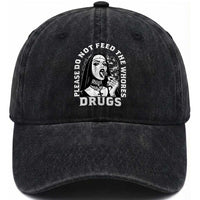Funny Unholy Nun Washed Cotton Baseball Cap Please Do Not Feed The Whores Drugs