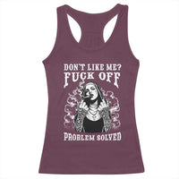 Funny Unholy Nun Racerback Tank Top Don't Like Me Fuck Off Problem Solved