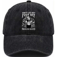 Funny Unholy Nun Washed Cotton Baseball Cap Don't Like Me Fuck Off Problem Solved