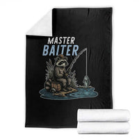 Funny Raccoon Fishing Throw Blanket Master Baiter Fisherman