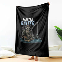 Funny Raccoon Fishing Throw Blanket Master Baiter Fisherman