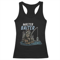 Funny Raccoon Fishing Racerback Tank Top Master Baiter Fisherman