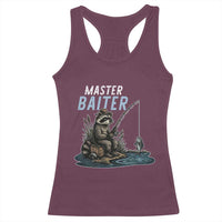 Funny Raccoon Fishing Racerback Tank Top Master Baiter Fisherman