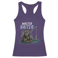 Funny Raccoon Fishing Racerback Tank Top Master Baiter Fisherman