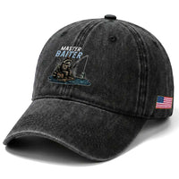 Funny Raccoon Fishing Washed Cotton Baseball Cap Master Baiter Fisherman