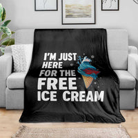 Funny Cruise Throw Blanket I Am Just Here For The Free Ice Cream - Wonder Print Shop