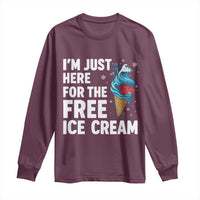 Funny Cruise Long Sleeve Shirt I Am Just Here For The Free Ice Cream - Wonder Print Shop