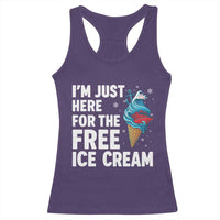 Funny Cruise Racerback Tank Top I Am Just Here For The Free Ice Cream - Wonder Print Shop