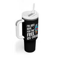 Funny Cruise Tumbler With Handle I Am Just Here For The Free Ice Cream - Wonder Print Shop