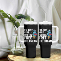 Funny Cruise Tumbler With Handle I Am Just Here For The Free Ice Cream - Wonder Print Shop