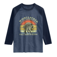 Wish I Lacked Critical Thinking Skills Y'all Seem So Happy Raglan Shirt Retro Jimothy Raccoon Sarcastic Quote Gift