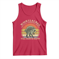 Wish I Lacked Critical Thinking Skills Y'all Seem So Happy Tank Top Retro Jimothy Raccoon Sarcastic Quote Gift
