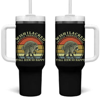 Wish I Lacked Critical Thinking Skills Y'all Seem So Happy Tumbler With Handle Retro Jimothy Raccoon Sarcastic Quote Gift