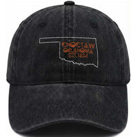 Choctaw Oklahoma OK Map Established 1834 Washed Cotton Baseball Cap