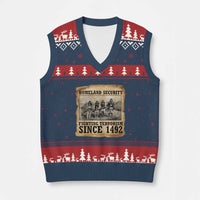 Homeland Security Fighting Terrorism Since 1492 V-Neck Knit Sweater Vest Native American Indian
