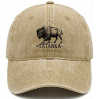 Tatanka Lakota Buffalo Bison Native American West Wildlife Washed Cotton Baseball Cap