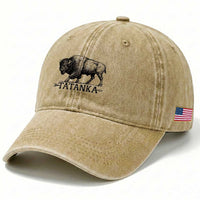 Tatanka Lakota Buffalo Bison Native American West Wildlife Washed Cotton Baseball Cap