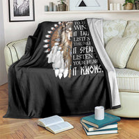 Native American Indian Wolf Saying Listen to The Wind Throw Blanket