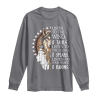 Native American Indian Wolf Saying Listen to The Wind Long Sleeve Shirt