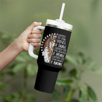 Native American Indian Wolf Saying Listen to The Wind Tumbler With Handle