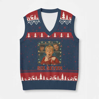 67 Six Seven Xmas Meme V-Neck Knit Sweater Vest Funny Family Xmas Movie - Wonder Print Shop
