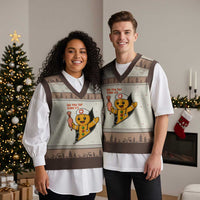 Funny ICU Nurse Xmas V-Neck Knit Sweater Vest Gingerbread Did You Try Icing It - Wonder Print Shop