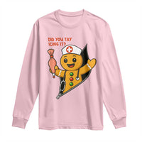 Funny ICU Nurse Christmas Long Sleeve Shirt Gingerbread Did You Try Icing It - Wonder Print Shop