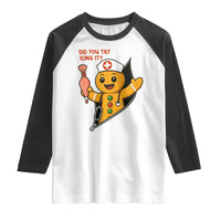Funny ICU Nurse Christmas Raglan Shirt Gingerbread Did You Try Icing It - Wonder Print Shop